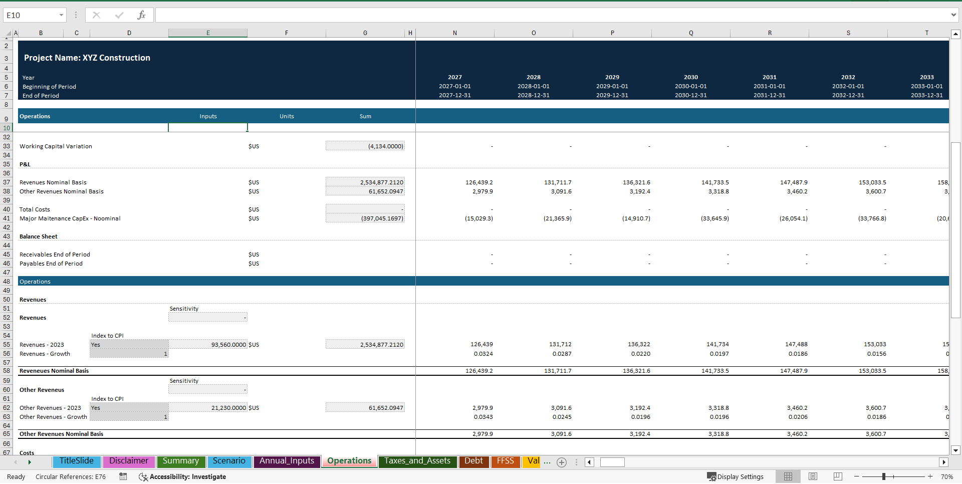 Infrastructure Construction Company Financial Model (Excel template (XLSX)) Preview Image