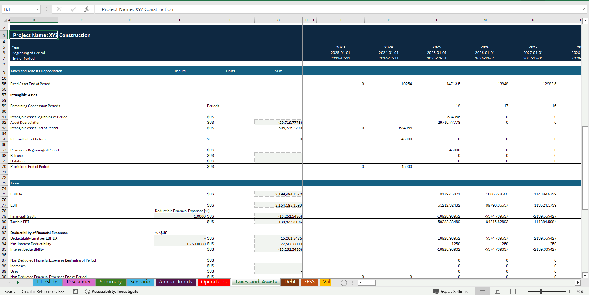 Infrastructure Construction Company Financial Model (Excel template (XLSX)) Preview Image