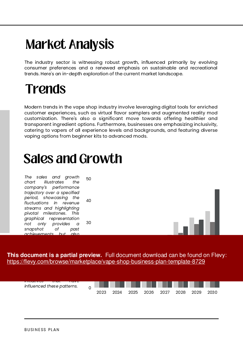 Vape Shop Business Plan Template (45-page PDF document) Preview Image