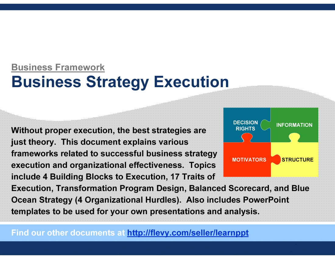 This is a partial preview of Guide to Business Strategy Execution (48-slide PowerPoint presentation (PPT)). Full document is 48 slides. 