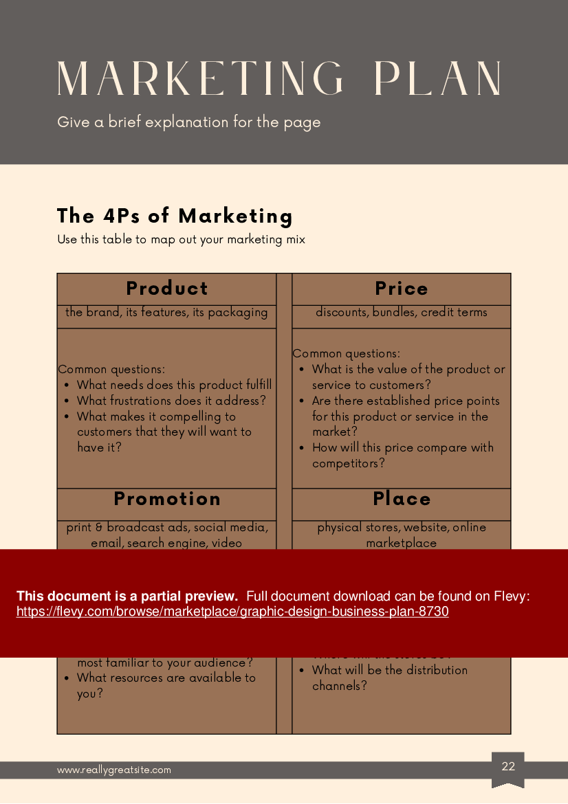 Graphic Design Business Plan (48-page PDF document) Preview Image