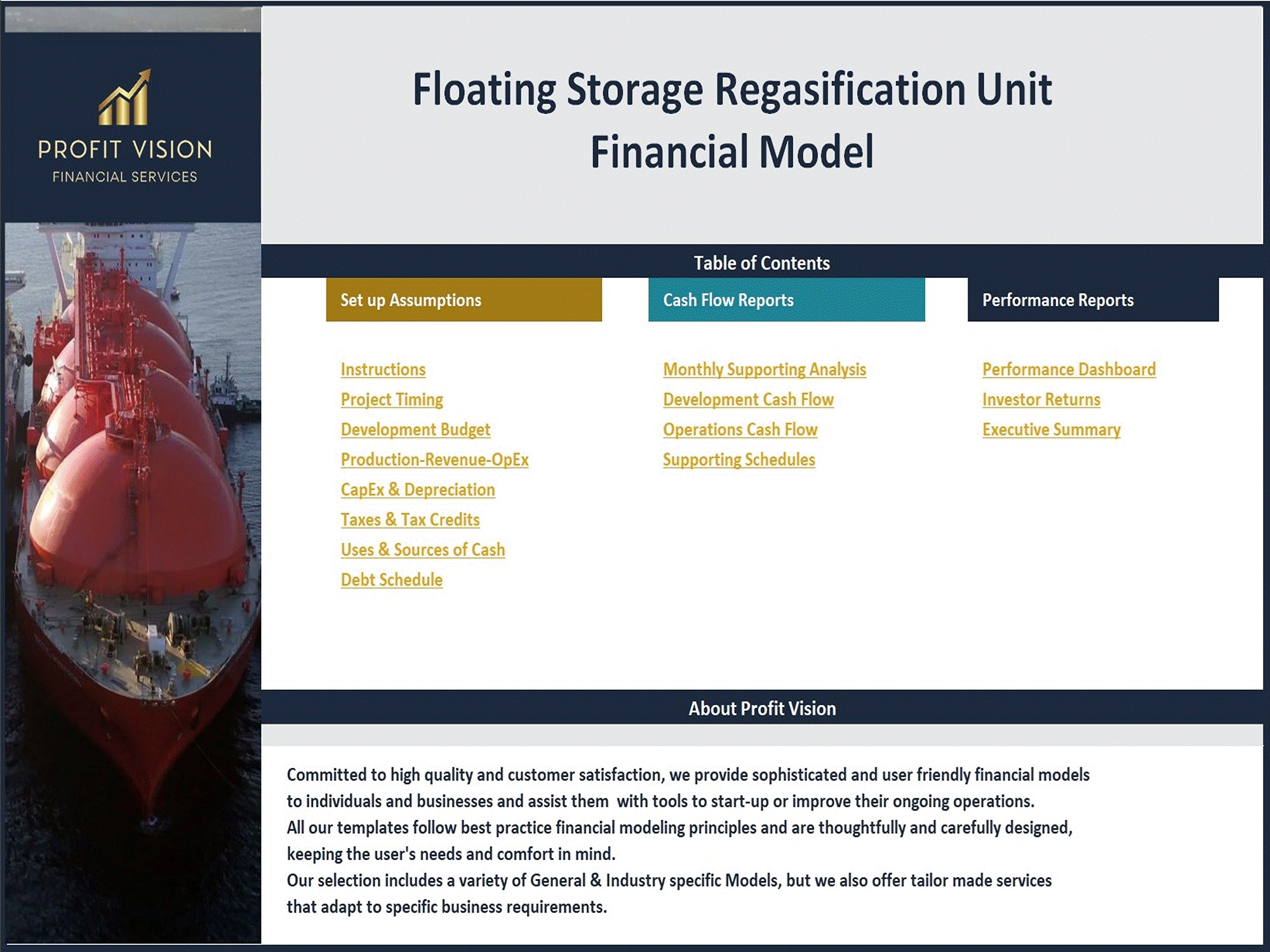 Floating Storage Regasification Unit - Project Finance Model (Excel template (XLSX)) Preview Image