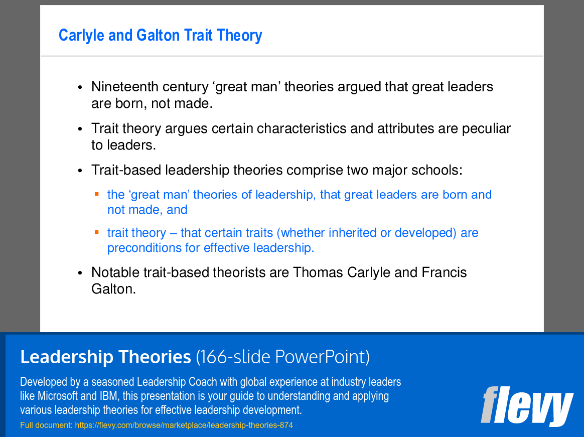 Leadership Theories (166-slide PPT PowerPoint presentation (PPTX)) Preview Image