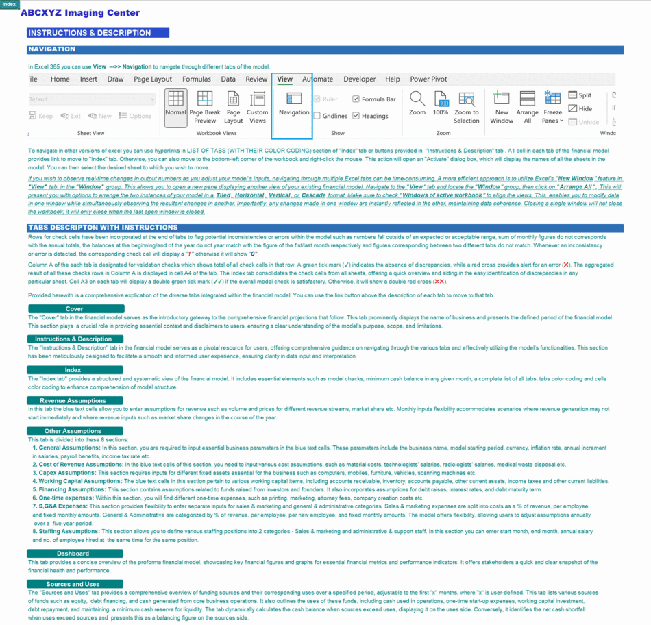 Imaging Center Monthly 5-Year Financial Model (Pro version) (Excel template (XLSX)) Preview Image