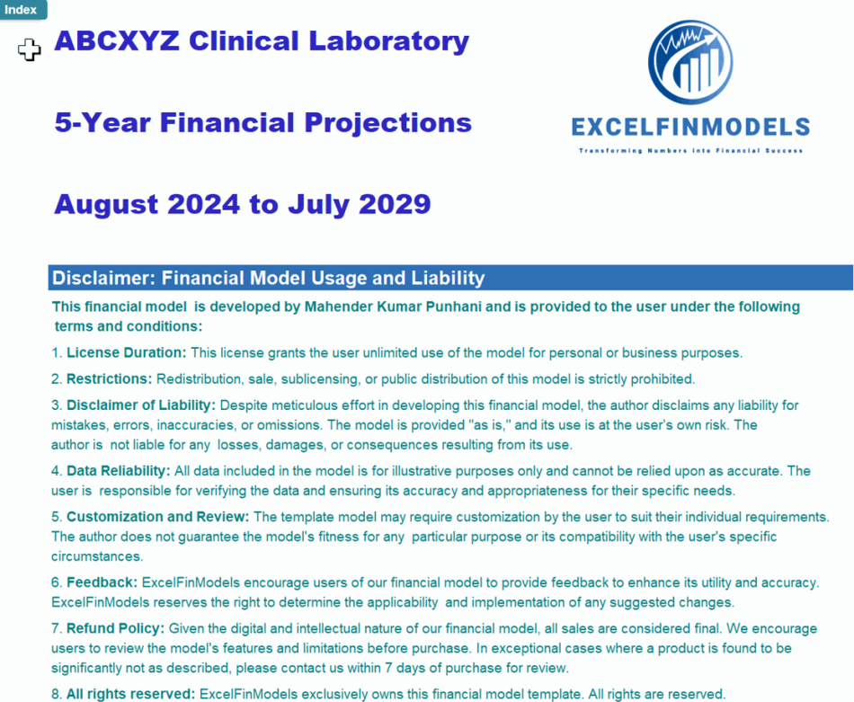 Clinical Laboratory Financial Model (Excel template (XLSX)) Preview Image