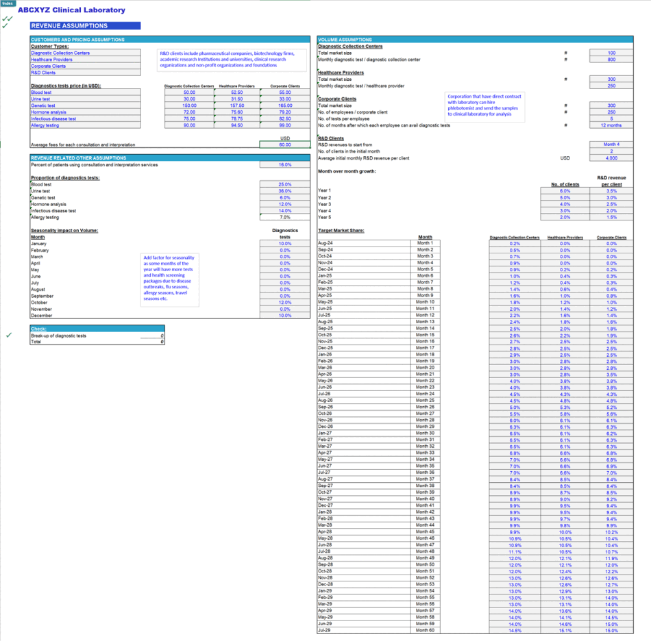 Clinical Laboratory Financial Model (Excel template (XLSX)) Preview Image