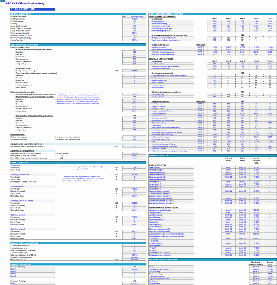 Clinical Laboratory Financial Model (Excel template (XLSX)) Preview Image