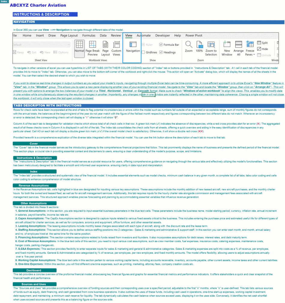 Private Aircraft Rental Business Financial Model (Excel template (XLSX)) Preview Image