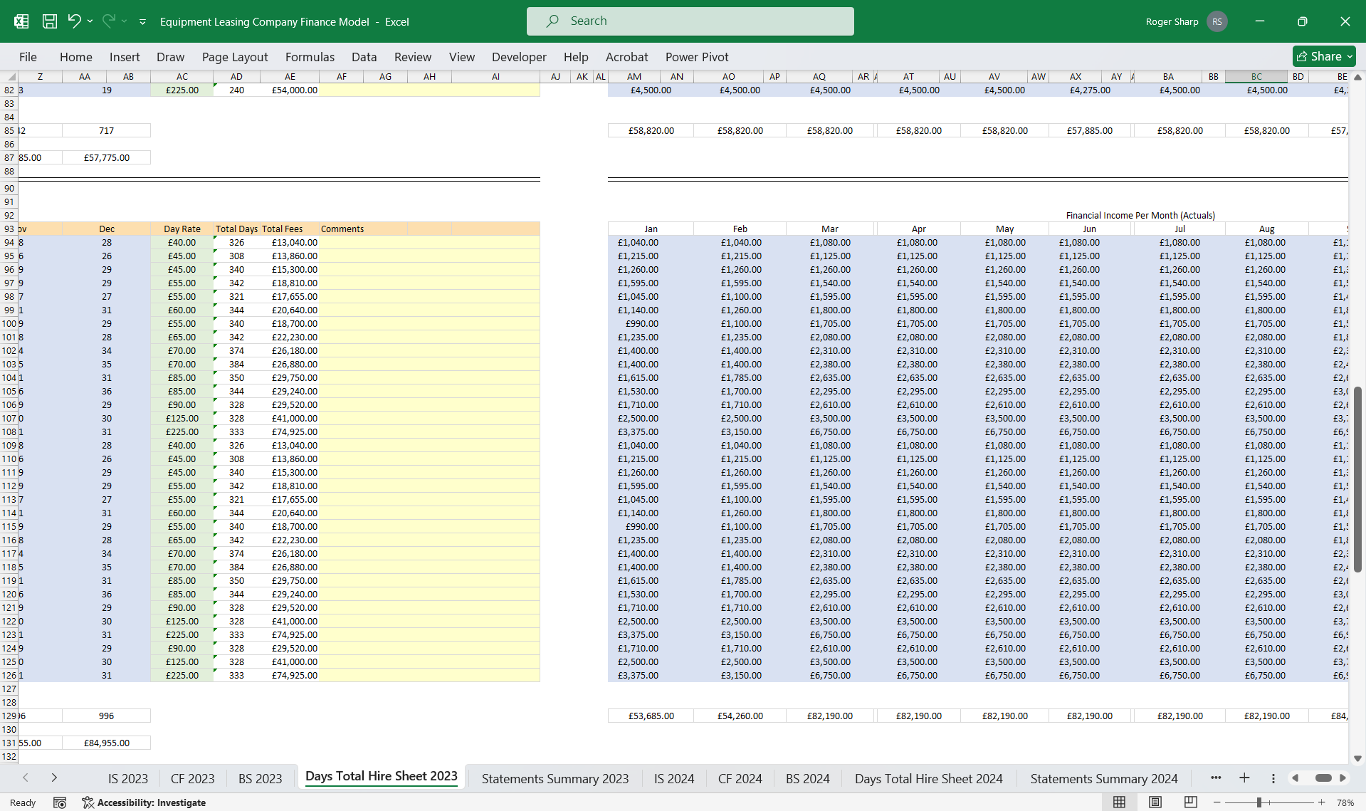 Equipment Leasing Company Finance Model 3 Statement (Excel template (XLSX)) Preview Image