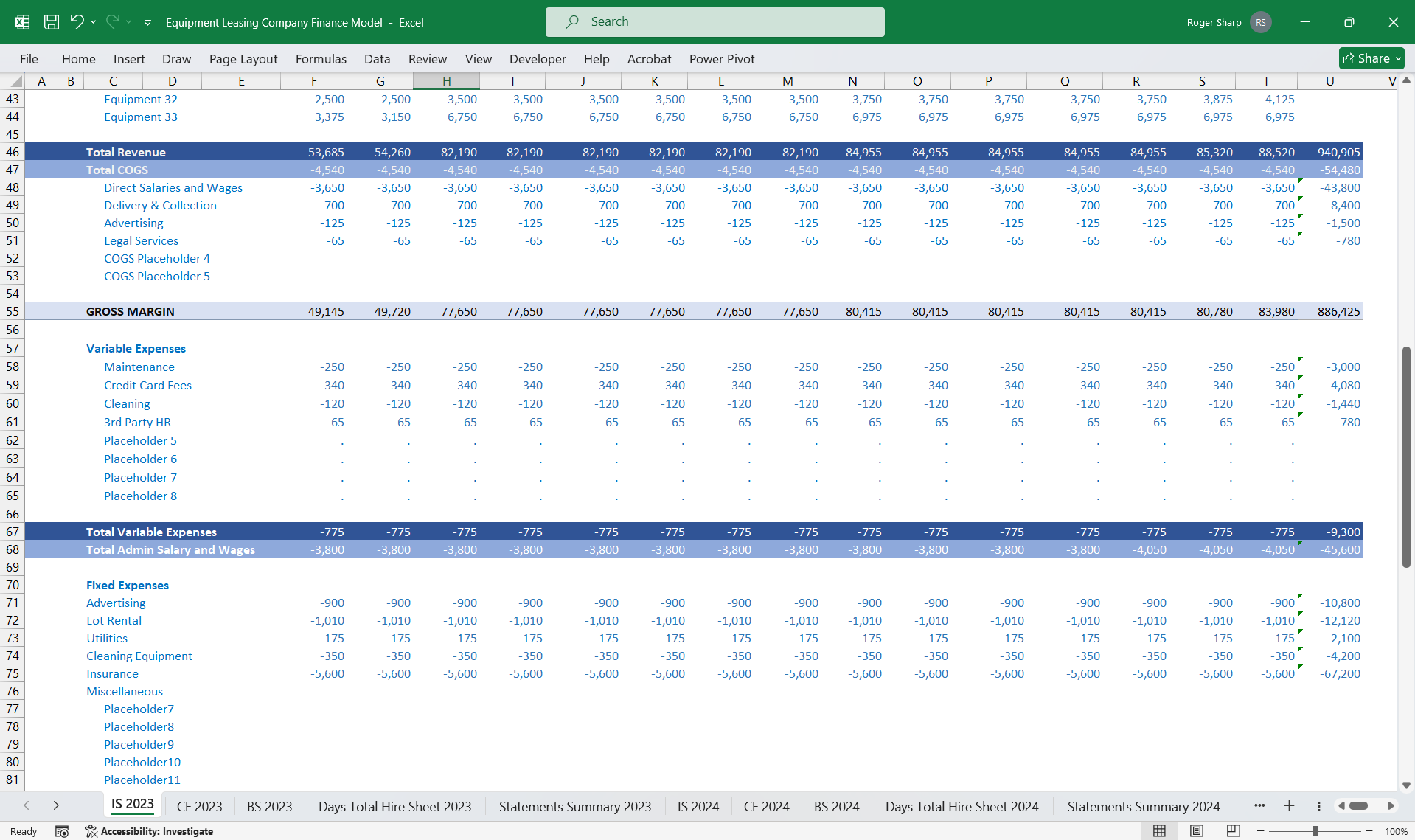 Equipment Leasing Company Finance Model 3 Statement (Excel template (XLSX)) Preview Image