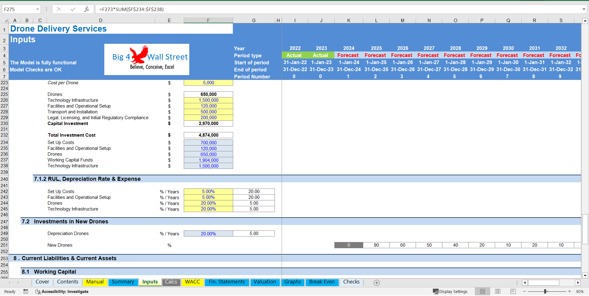 Drone Delivery Services - Financial Model (10+ Year DCF & Valuation) (Excel template (XLSX)) Preview Image