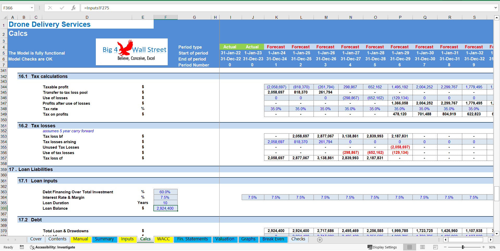 Drone Delivery Services - Financial Model (10+ Year DCF & Valuation) (Excel template (XLSX)) Preview Image