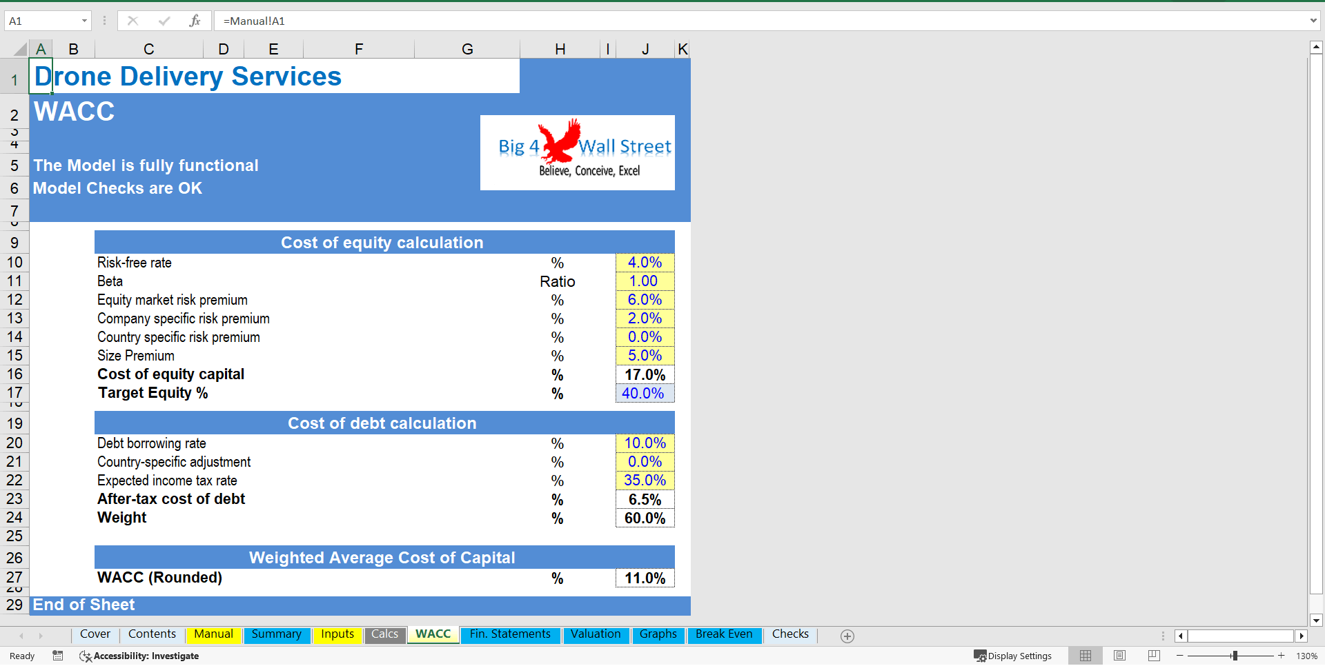 Drone Delivery Services - Financial Model (10+ Year DCF & Valuation) (Excel template (XLSX)) Preview Image