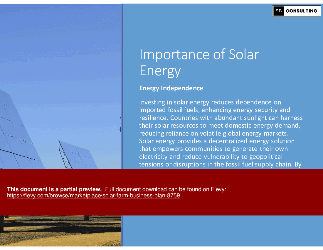 Solar Farm Business Plan (264-slide PPT PowerPoint presentation (PPTX)) Preview Image