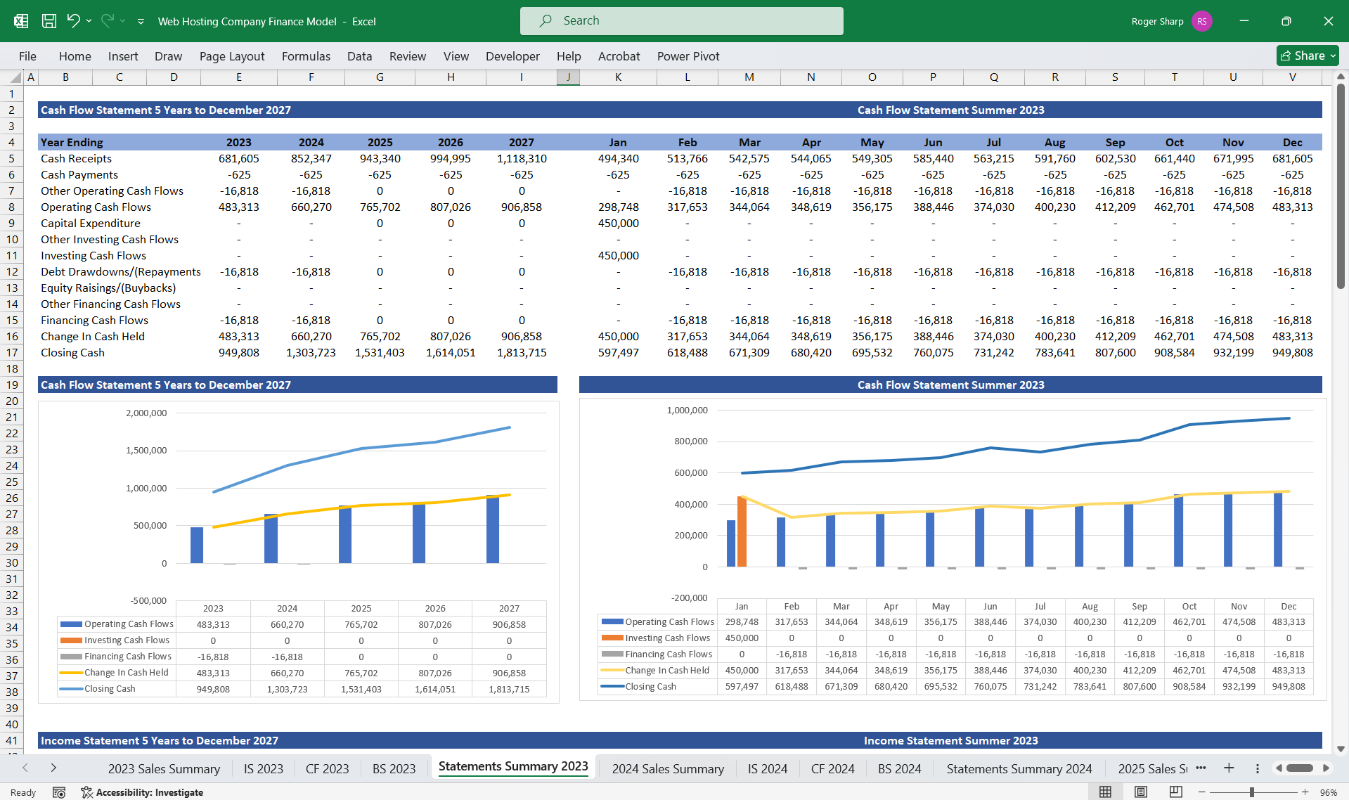 Web Hosting Company Financial Model 3 Statement (Excel template (XLSX)) Preview Image