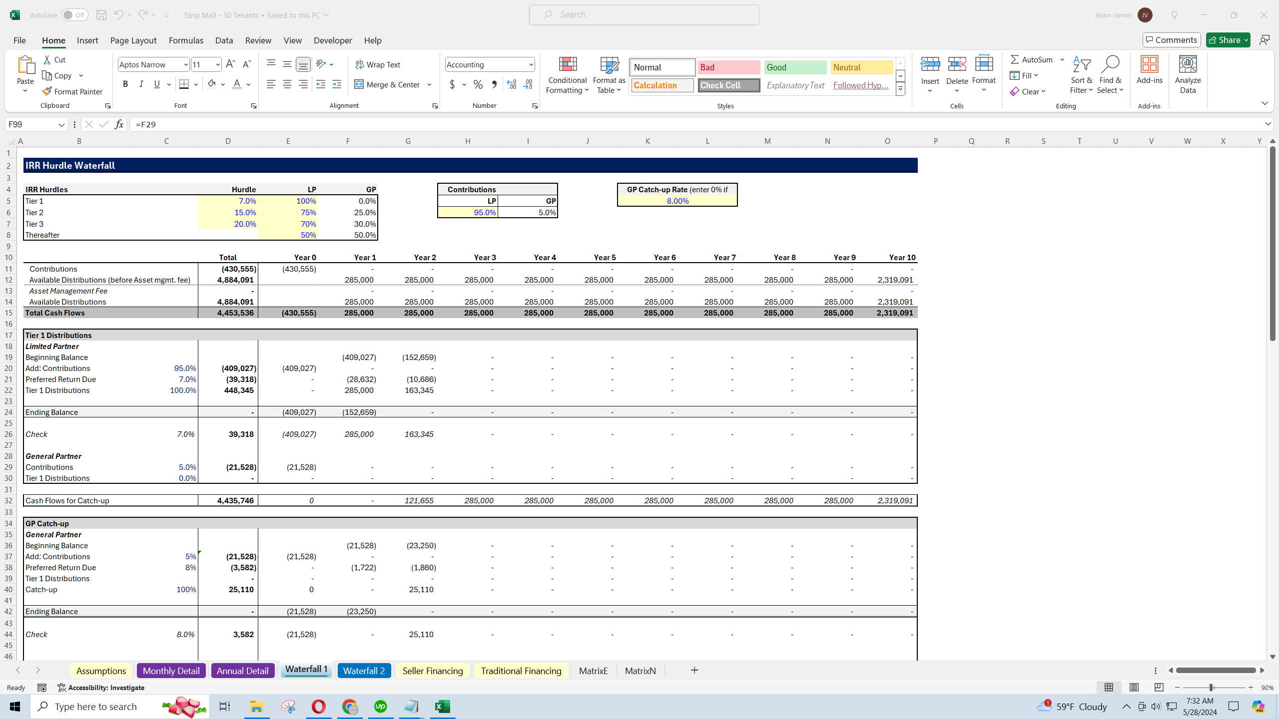 Strip Mall Acquisition Model: 30 Tenants (Excel template (XLSX)) Preview Image