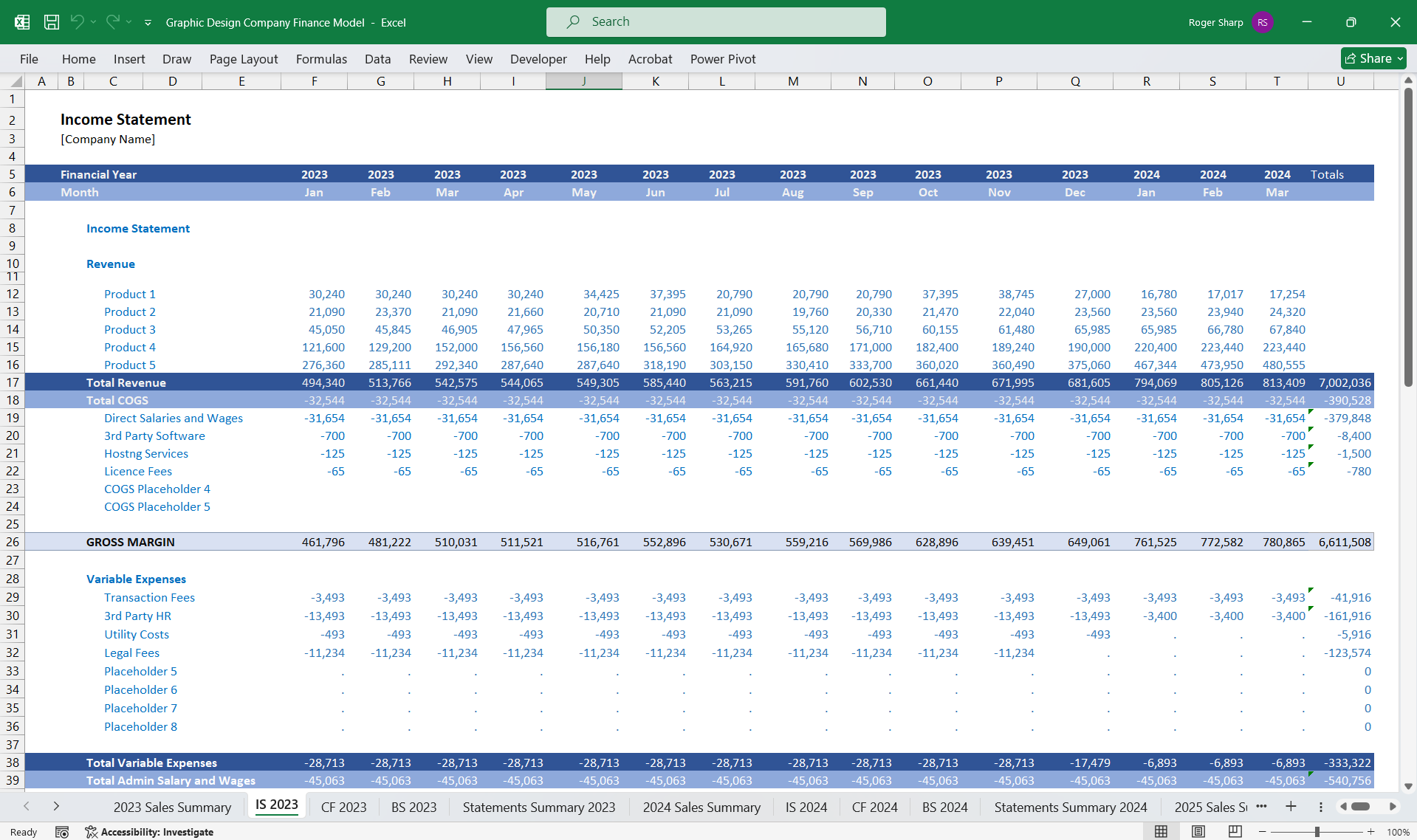 Graphic Design Company Financial Model (Excel template (XLSX)) Preview Image