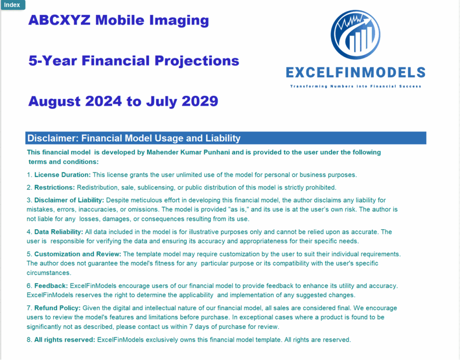 Mobile Imaging Center Financial Model (Excel template (XLSX)) Preview Image