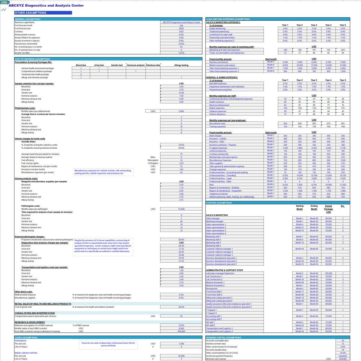 Diagnostic and Analysis Center Financial Model (Excel template (XLSX)) Preview Image