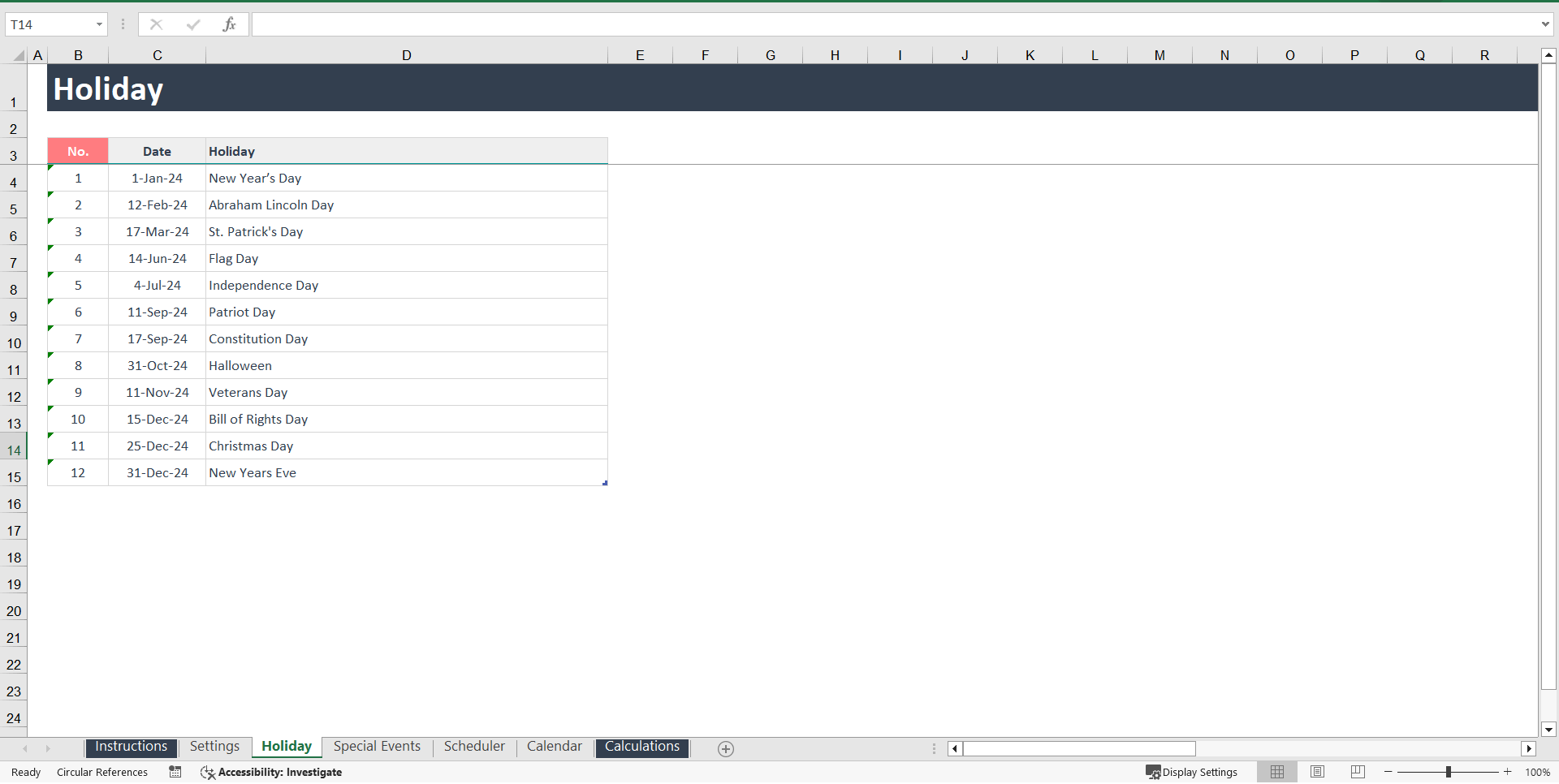 Dynamic To-Do List or Appointment Scheduler (Excel template (XLSM)) Preview Image