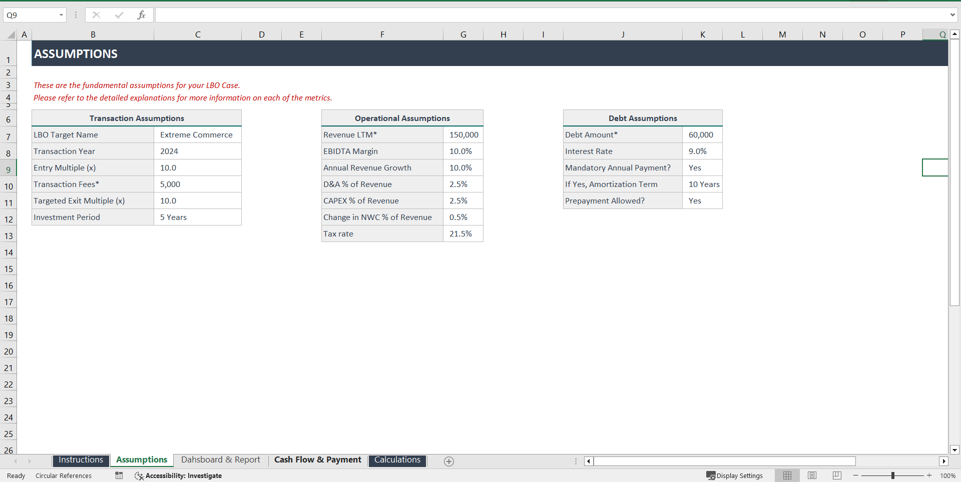 LBO Calculator (Excel template (XLSX)) Preview Image