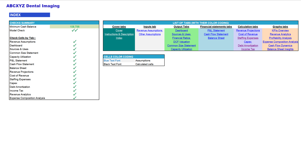 Dental Imaging Center Financial Model (Excel template (XLSX)) Preview Image