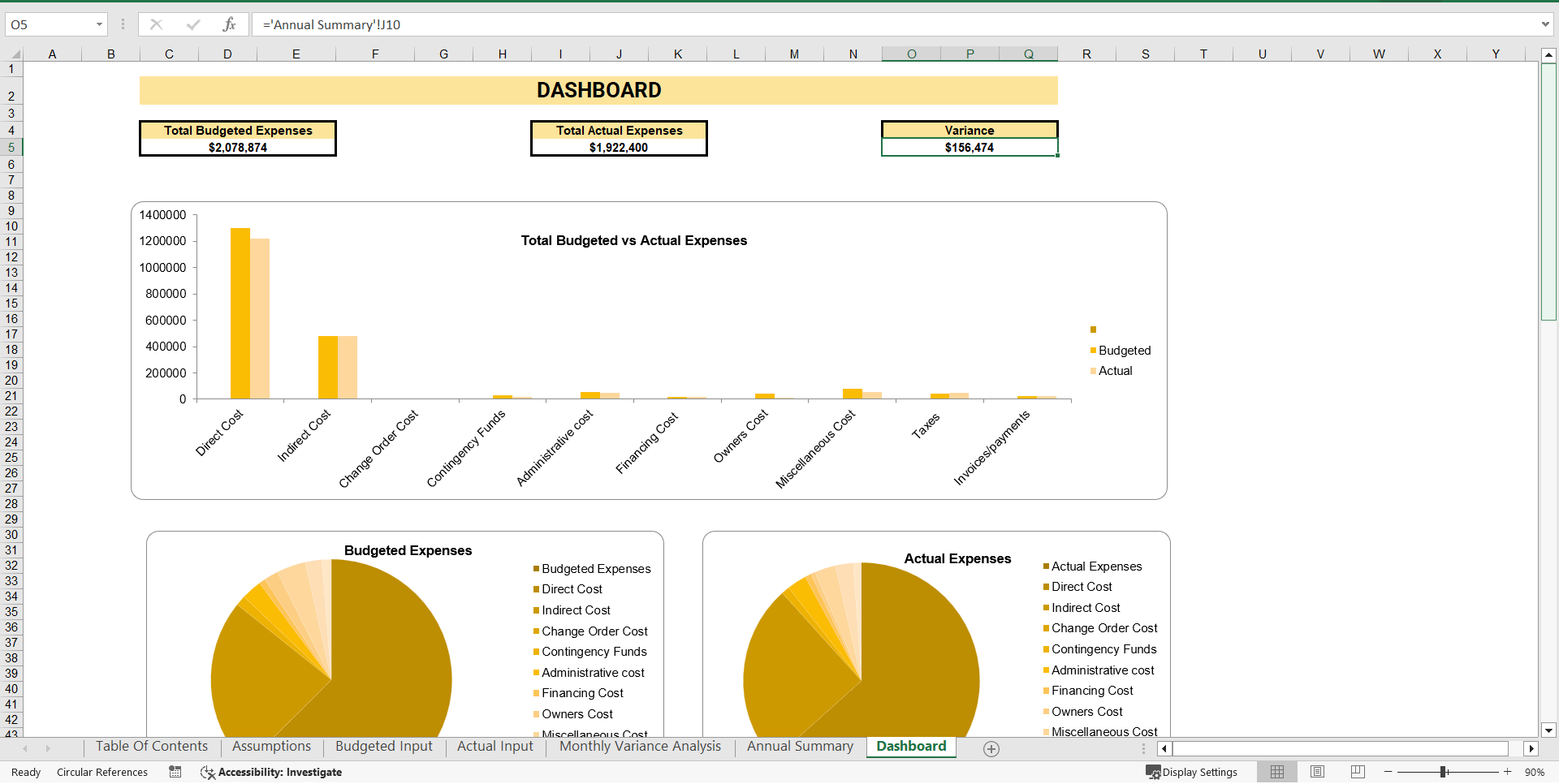 Construction Cost Tracking Spreadsheet