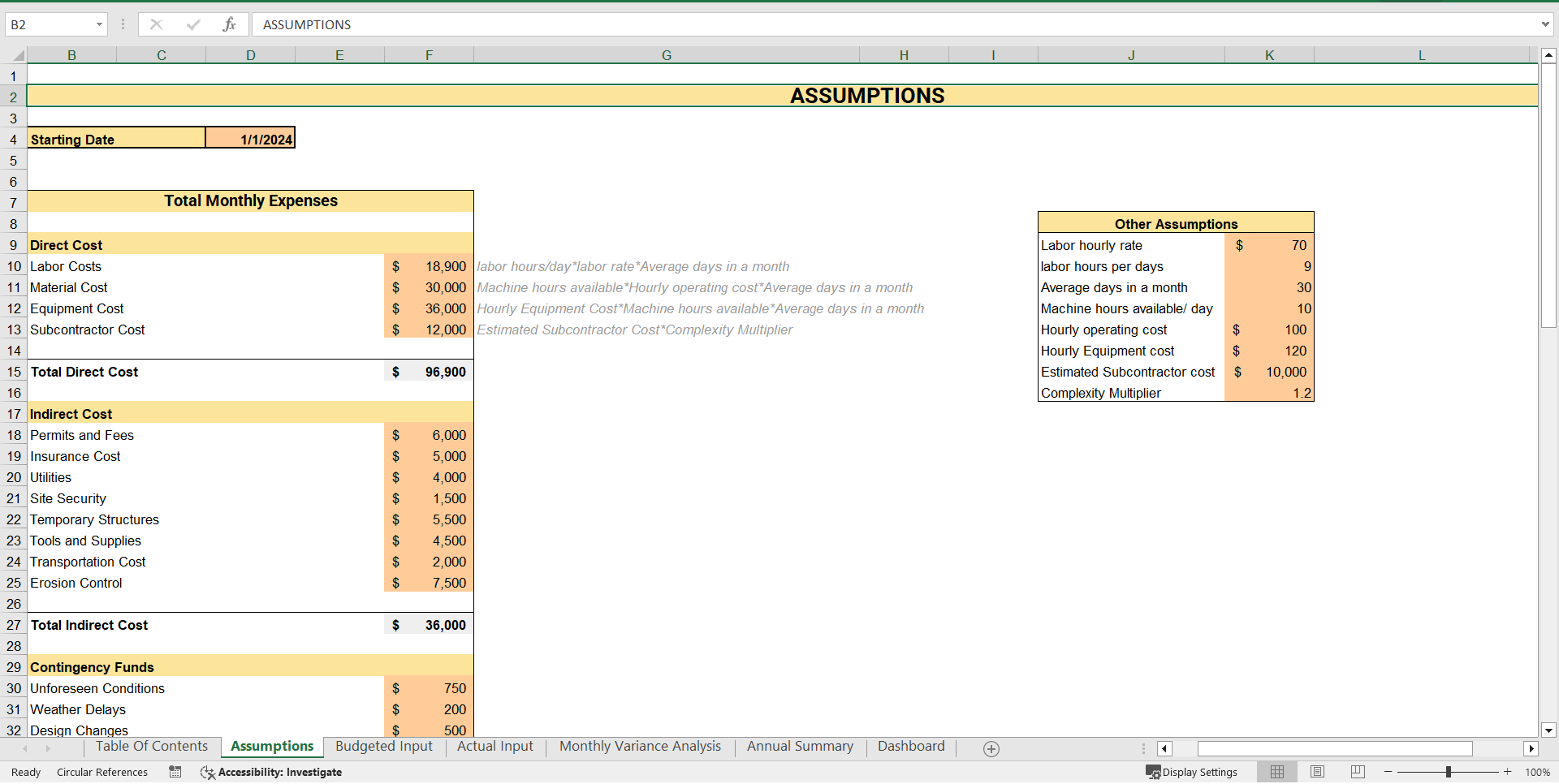 Construction Cost Tracking Spreadsheet (Excel template (XLSX)) Preview Image