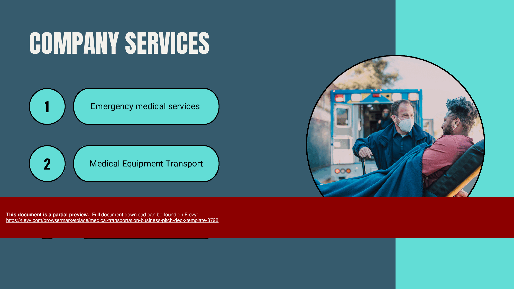 Medical Transportation Business Pitch Deck Template (36-page PDF document) Preview Image