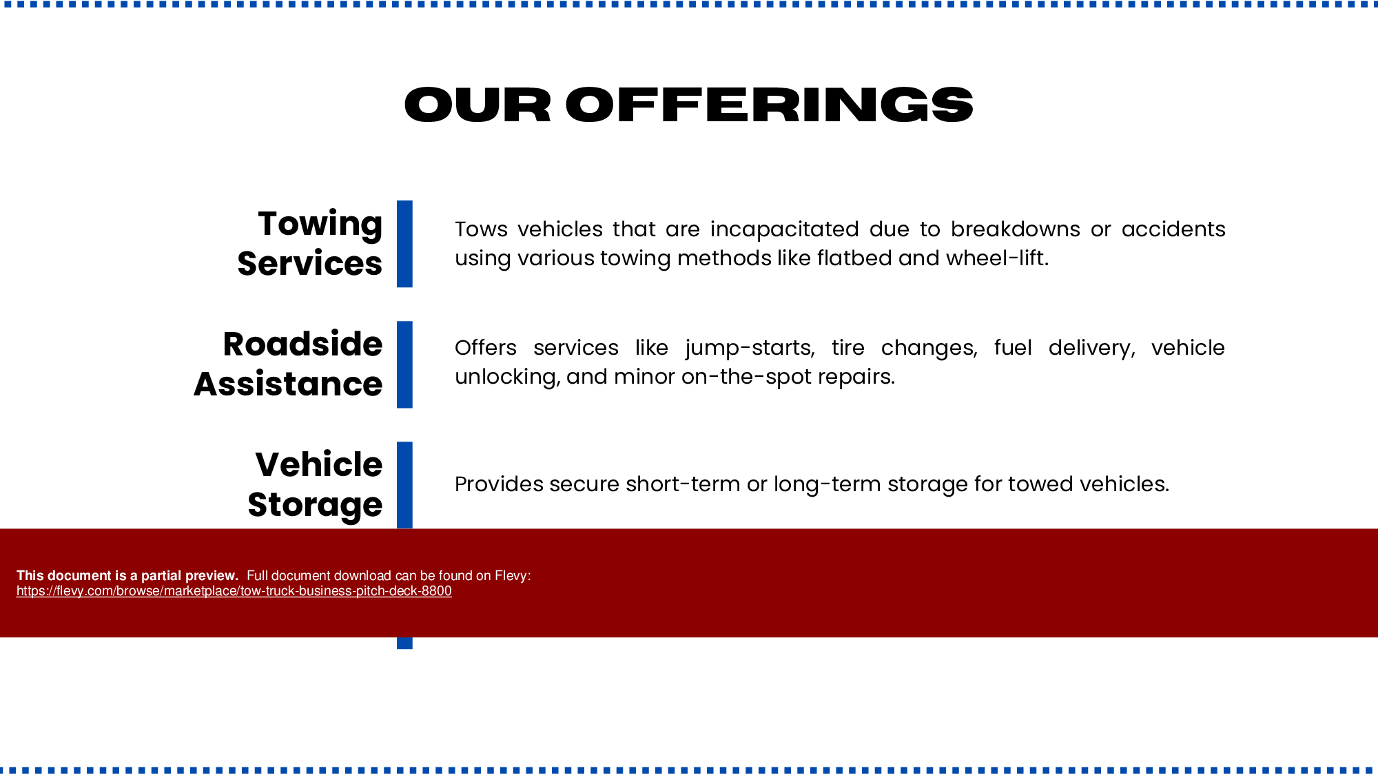 Tow Truck Business Pitch Deck (34-page PDF document) Preview Image