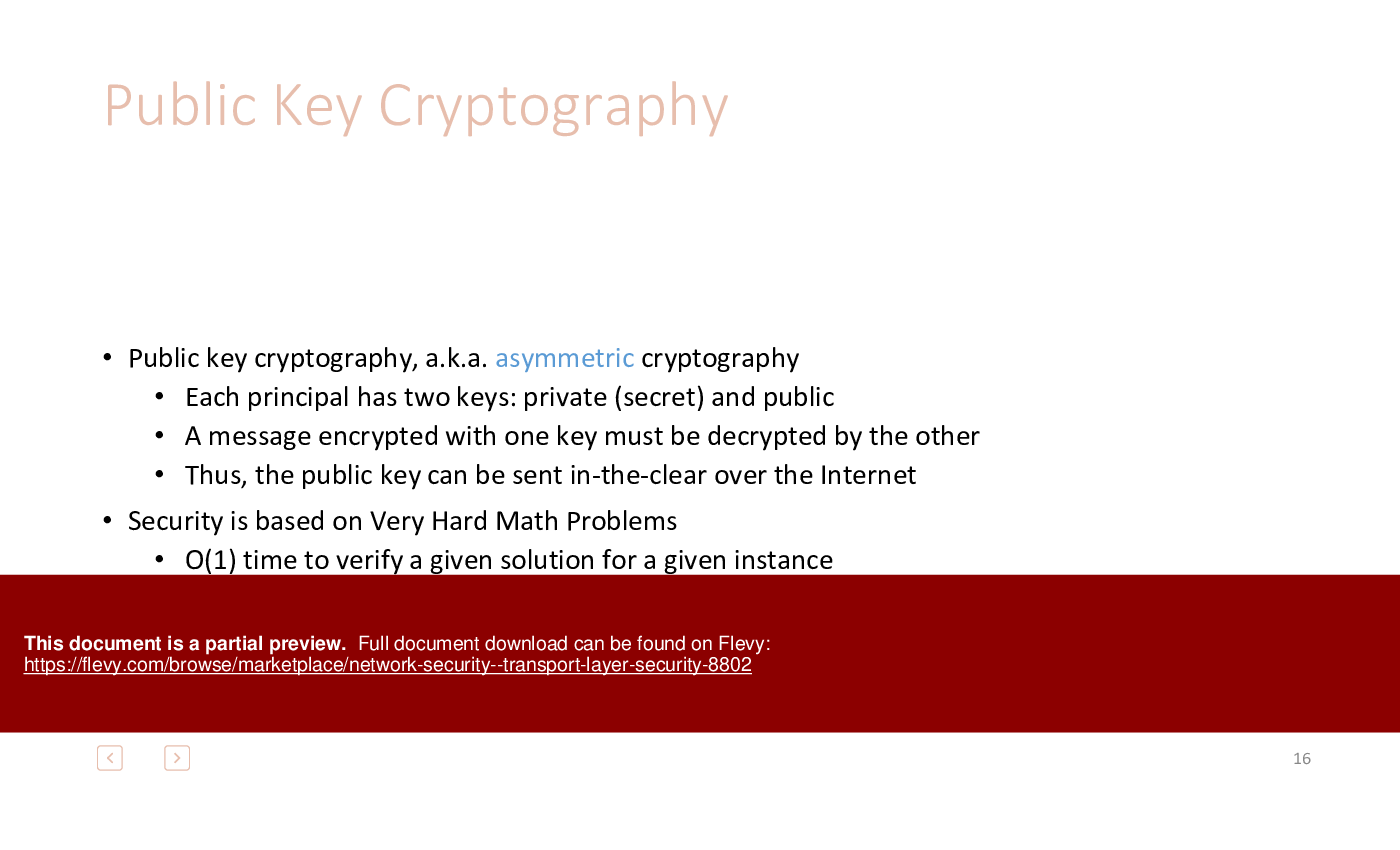 Network Security - Transport Layer Security (81-slide PPT PowerPoint presentation (PPTX)) Preview Image