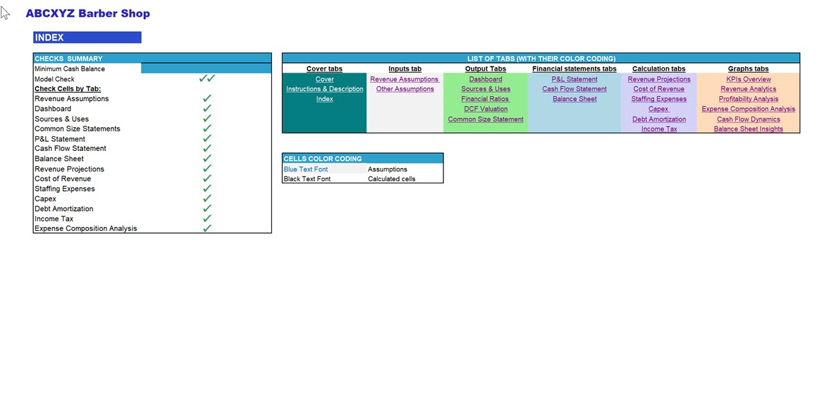 Barber Shop Financial Model (Excel template (XLSX)) Preview Image