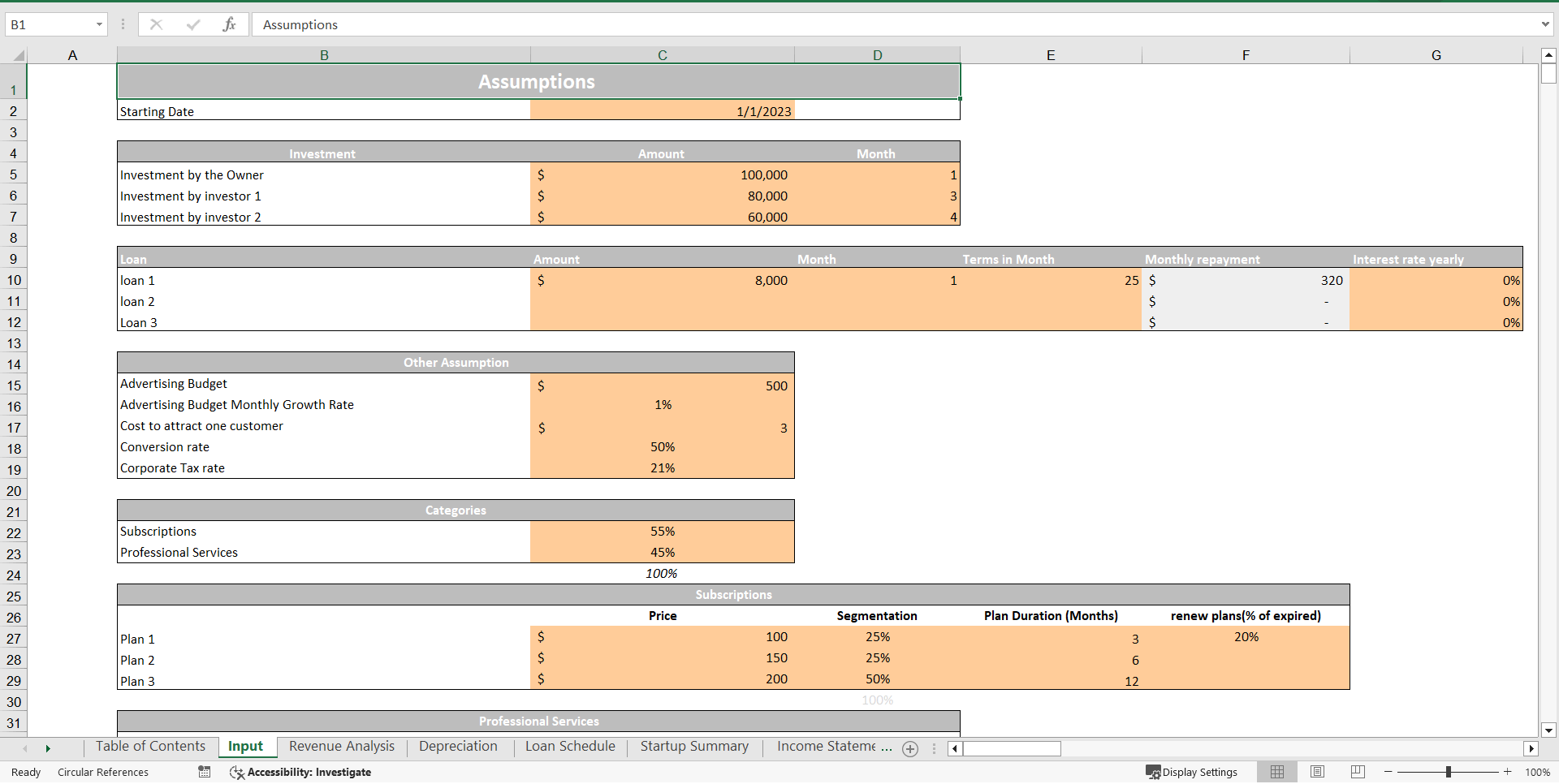 Database Excel Financial Model Template (Excel template (XLSX)) Preview Image