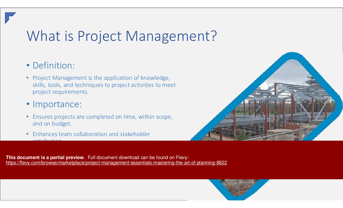 Project Management Essentials Mastering the Art of Planning (58-slide PPT PowerPoint presentation (PPTX)) Preview Image