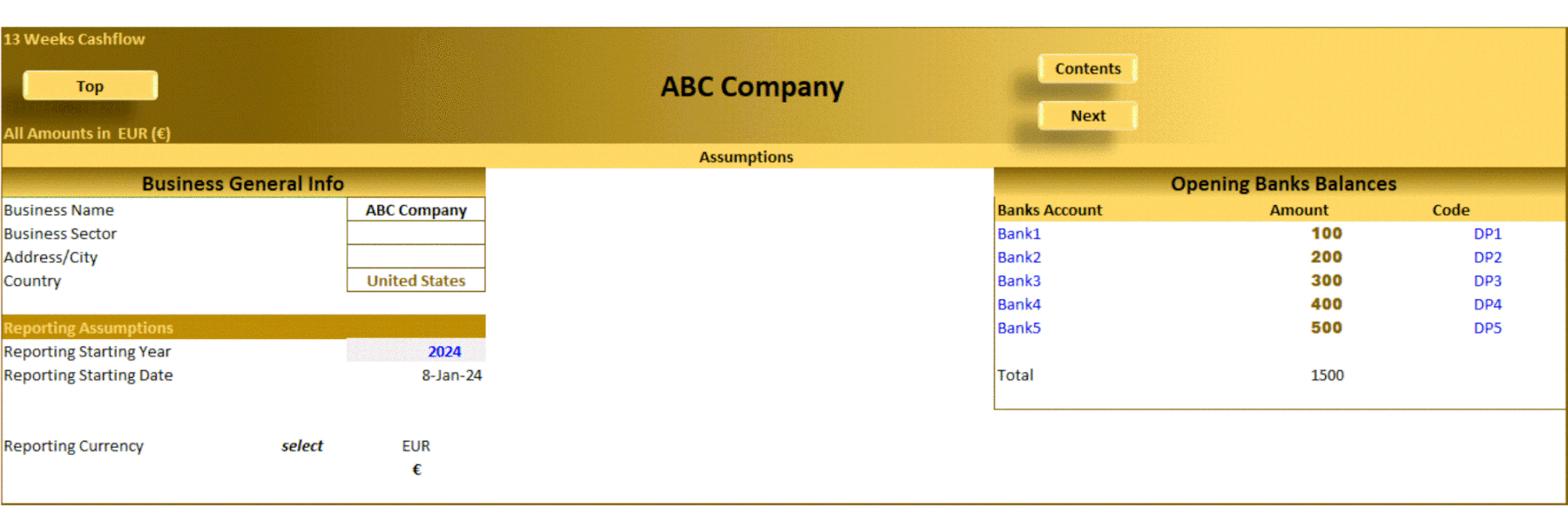 13-Week Cashflow Planning Model (Excel template (XLSX)) Preview Image