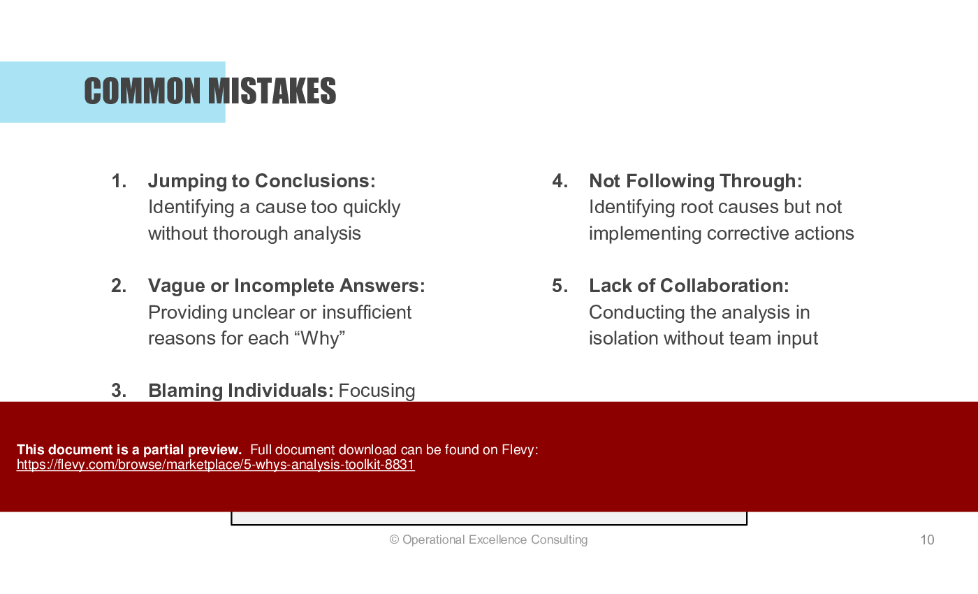 5 Whys Analysis Toolkit (54-slide PPT PowerPoint presentation (PPTX)) Preview Image