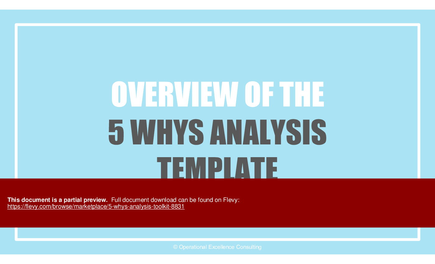 5 Whys Analysis Toolkit (53-slide PPT PowerPoint presentation (PPTX)) Preview Image