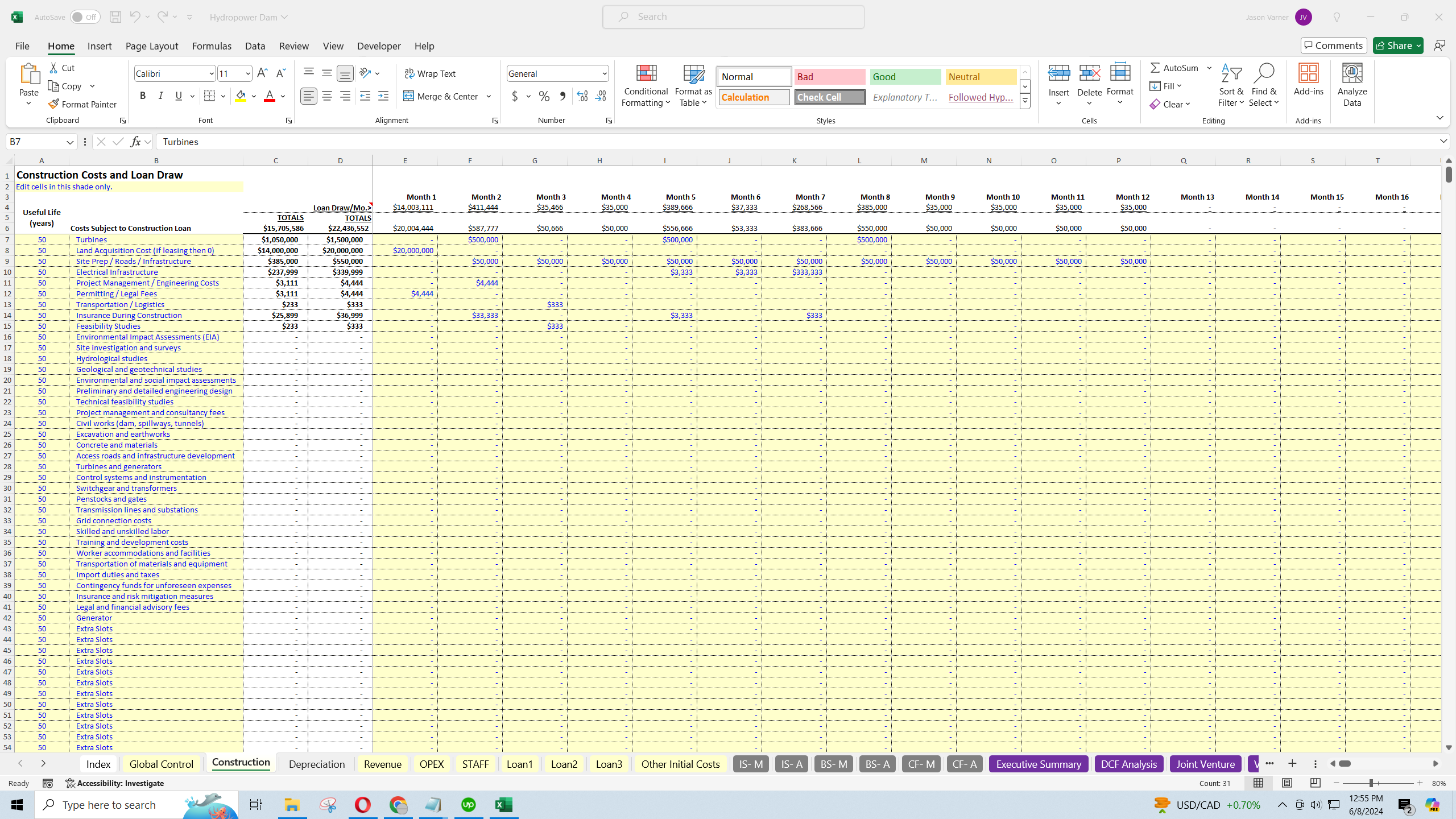 Hydropower Infrastructure Model (Excel template (XLSX)) Preview Image