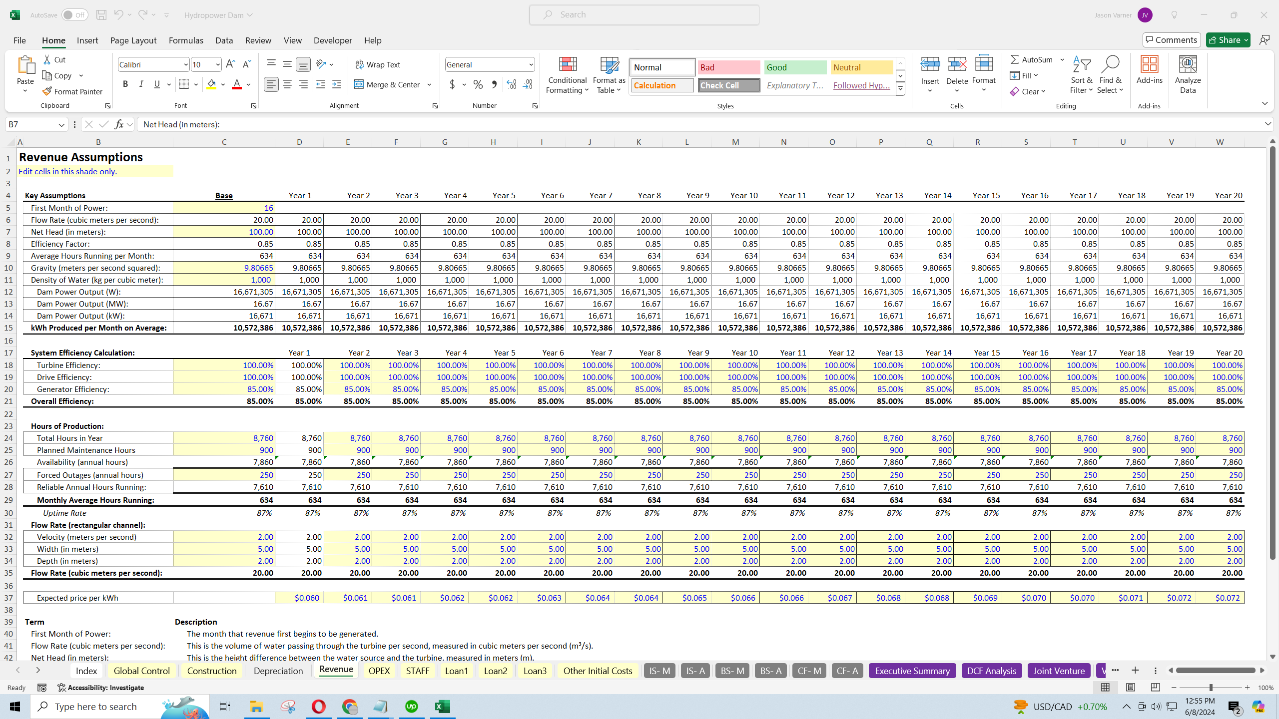 Hydropower Infrastructure Model (Excel template (XLSX)) Preview Image