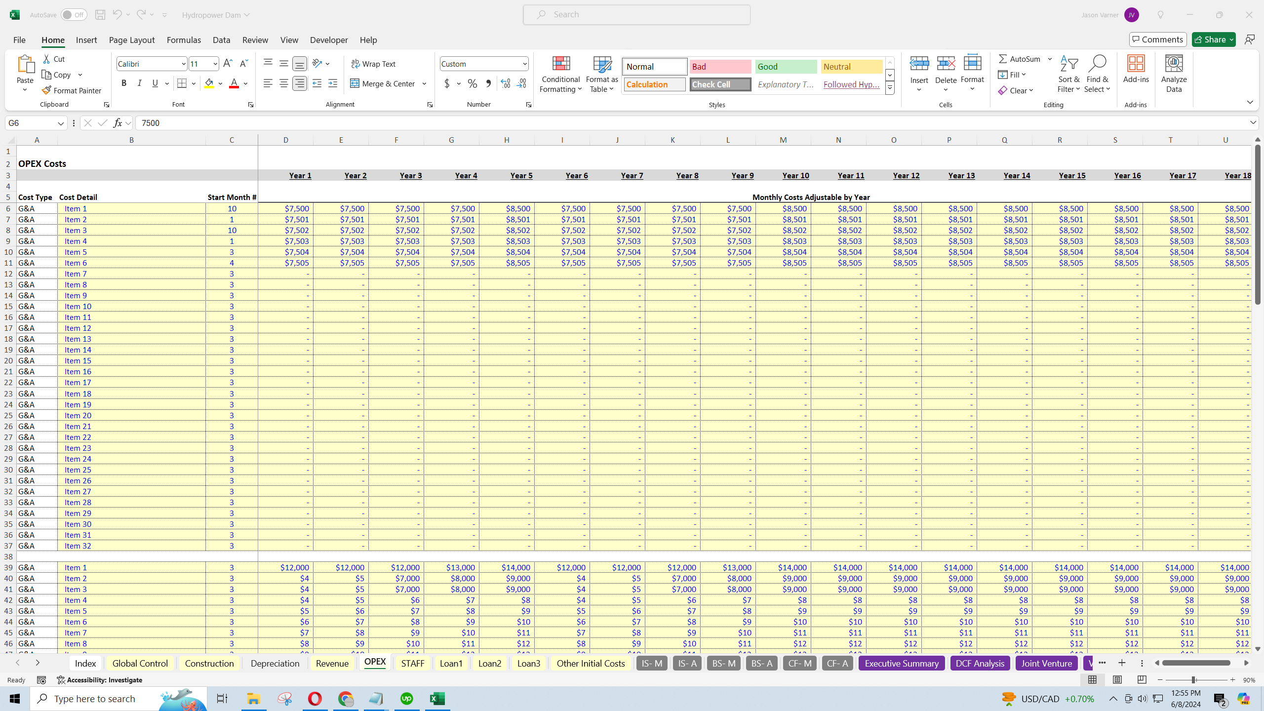 Hydropower Infrastructure Model (Excel template (XLSX)) Preview Image