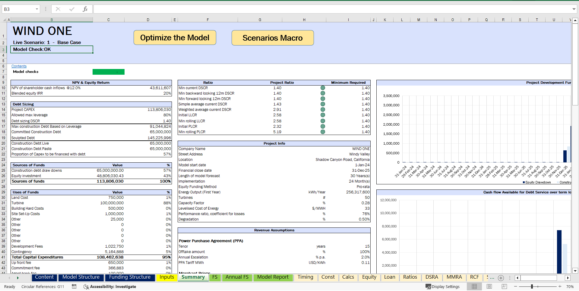 Wind Farm - Project Finance (Excel template (XLSM)) Preview Image