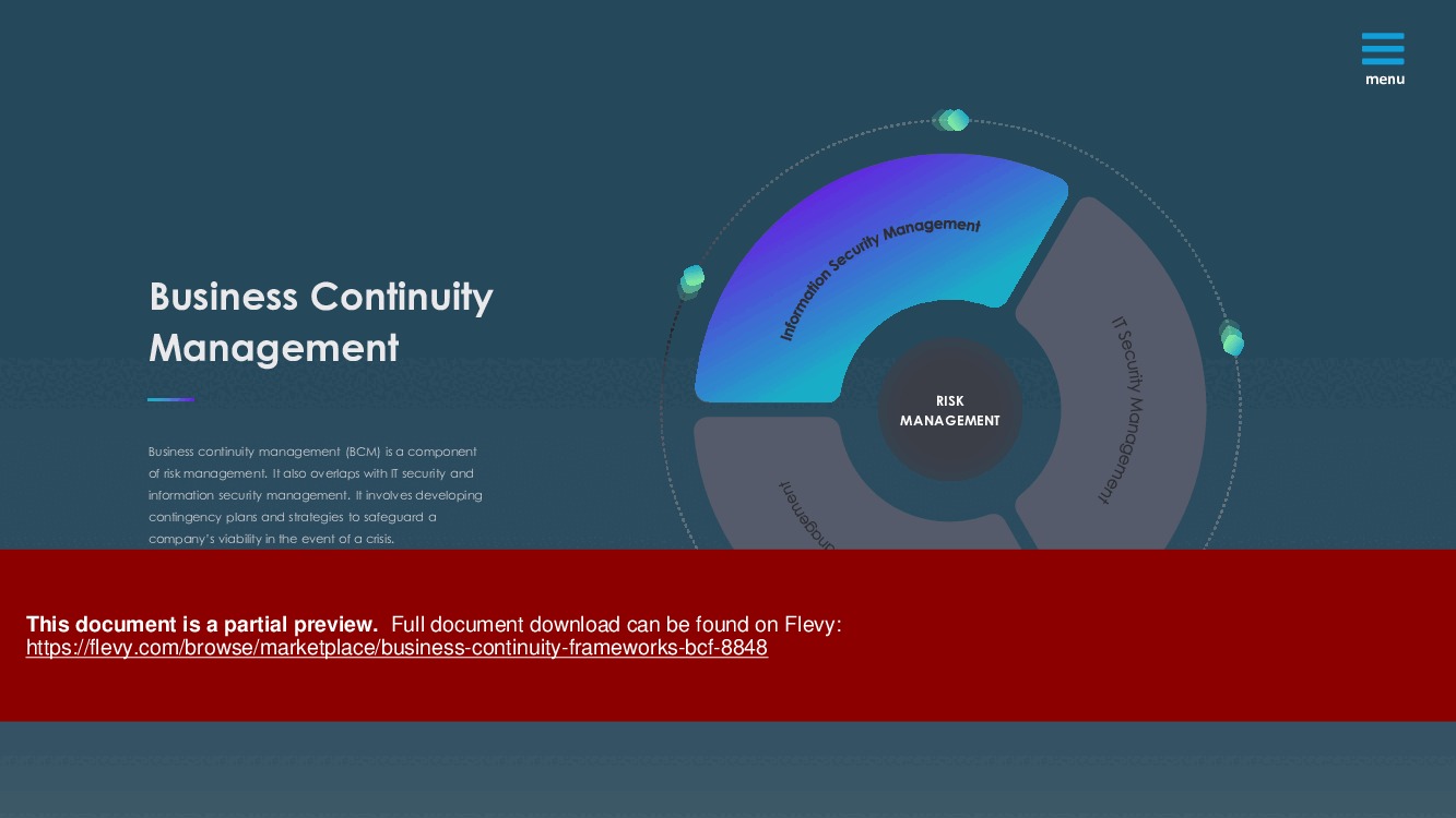 Business Continuity Frameworks (BCF) (41-slide PPT PowerPoint presentation (PPTX)) Preview Image