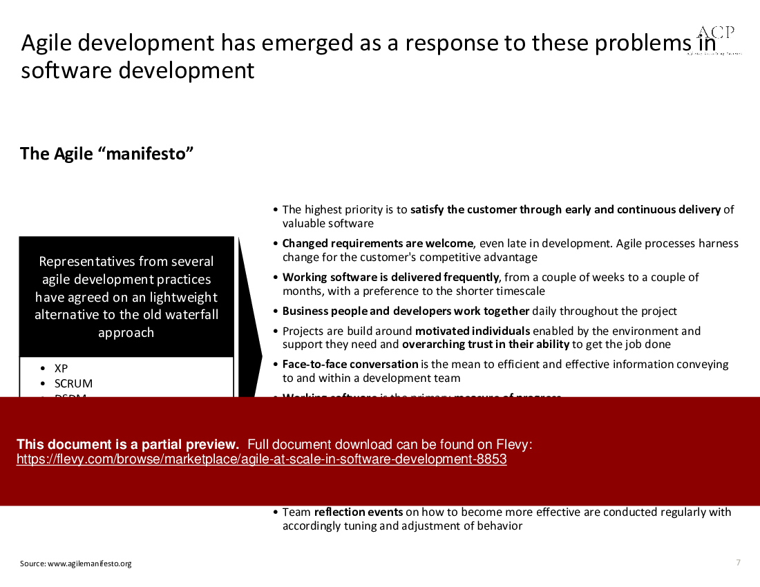 Agile at Scale in Software Development (48-slide PPT PowerPoint presentation (PPTX)) Preview Image