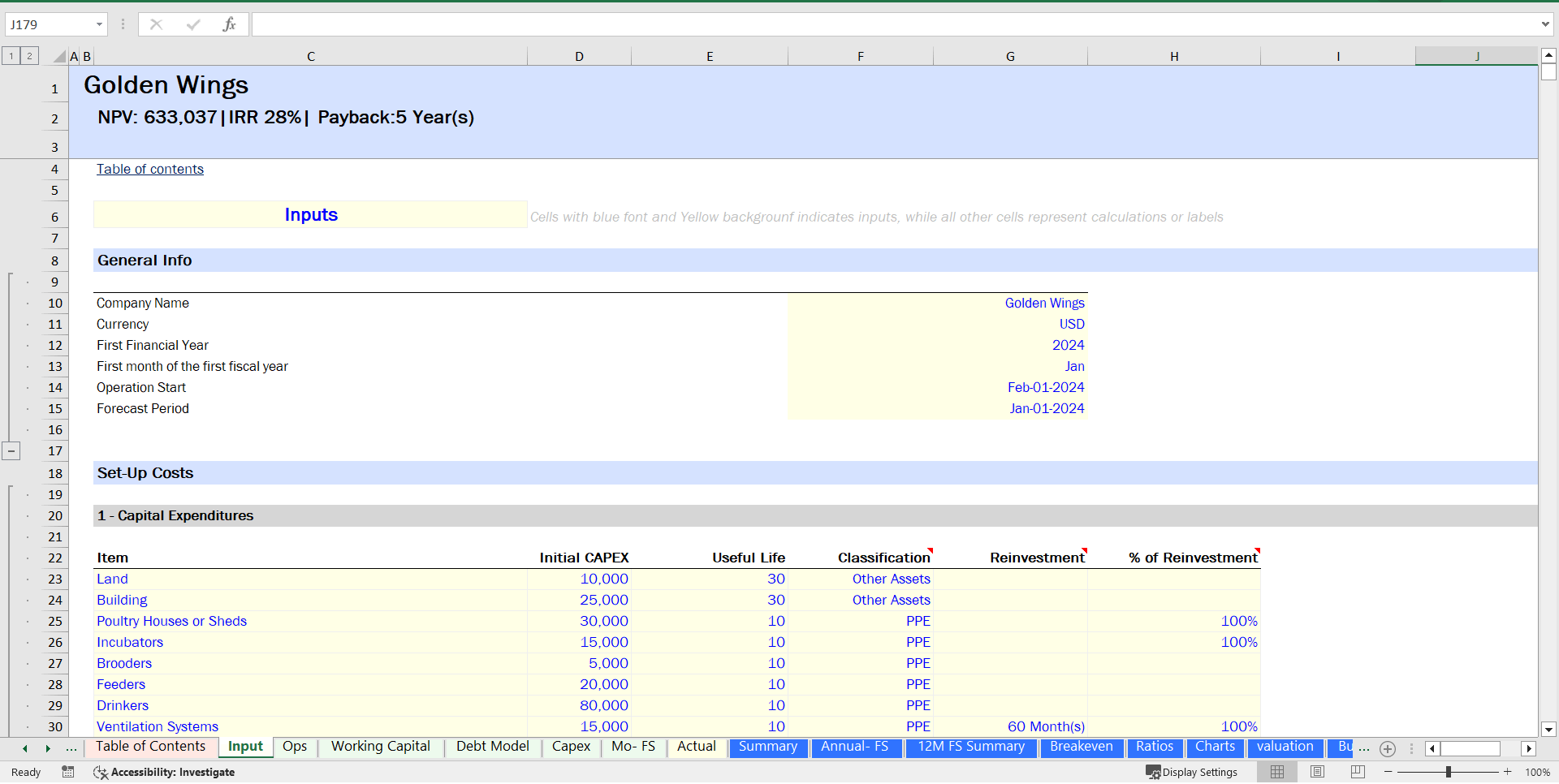 Broiler Poultry Financial Model (Excel template (XLSX)) Preview Image