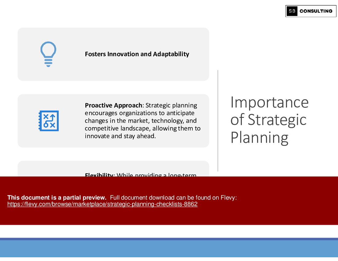 Strategic Planning Checklists (301-slide PPT PowerPoint presentation (PPTX)) Preview Image