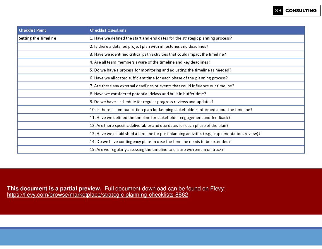 Strategic Planning Checklists (301-slide PPT PowerPoint presentation (PPTX)) Preview Image