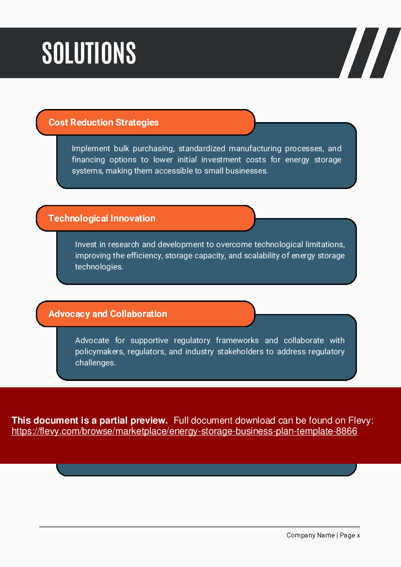 Energy Storage Business Plan Template (41-page PDF document) Preview Image