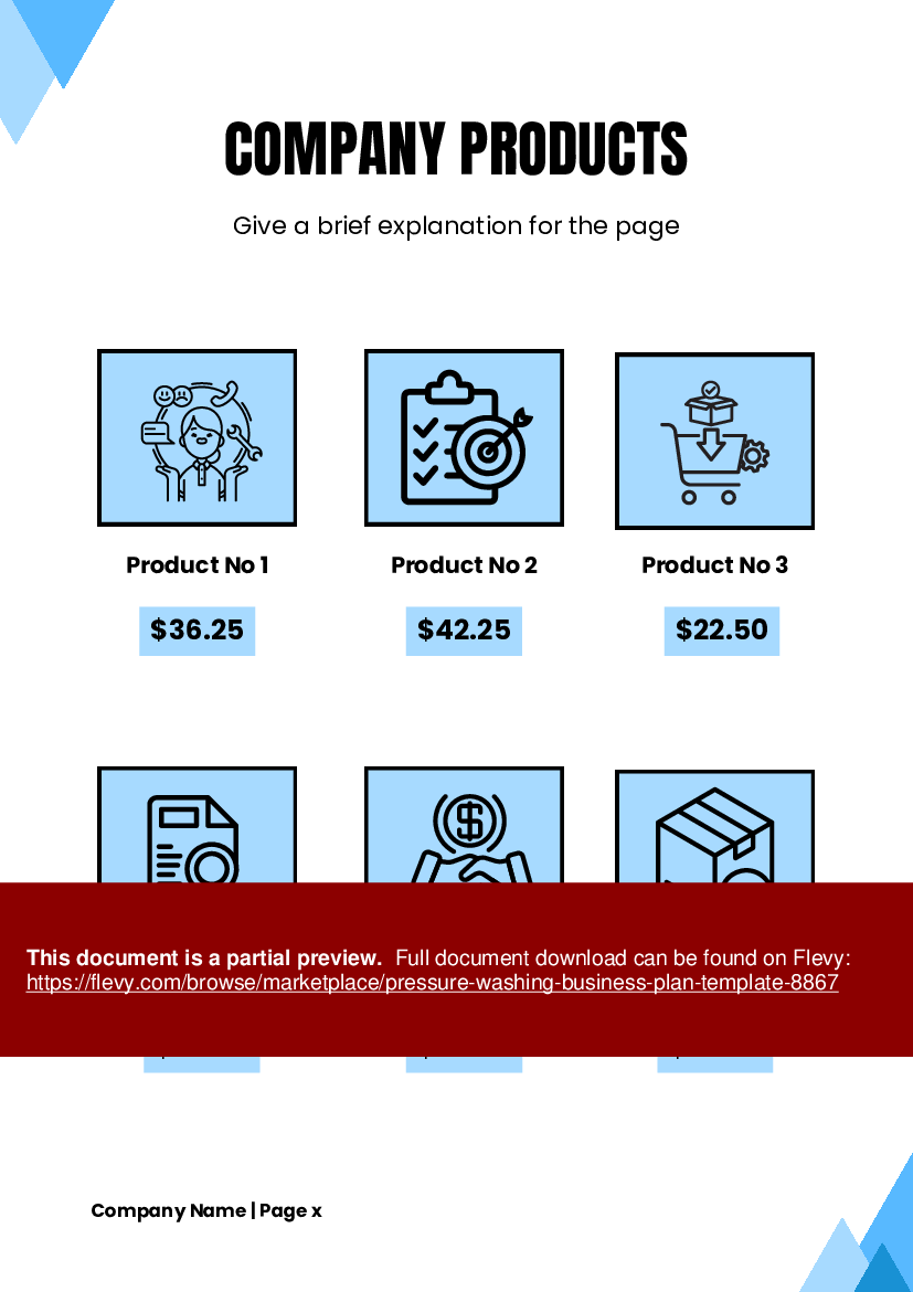 Pressure Washing Business Plan Template (38-page PDF document) Preview Image