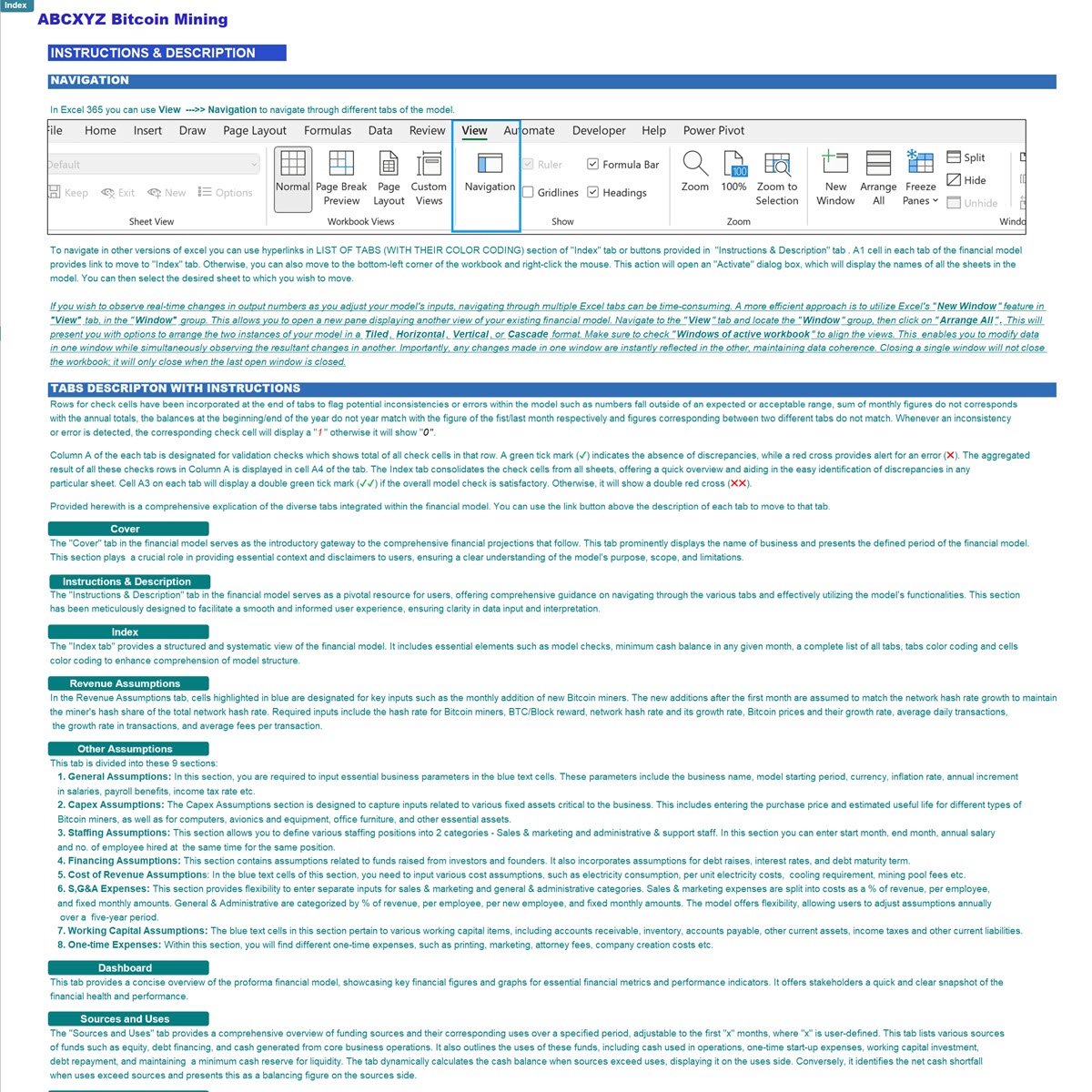 Bitcoin Mining 3-Statement Financial Model (Excel template (XLSX)) Preview Image