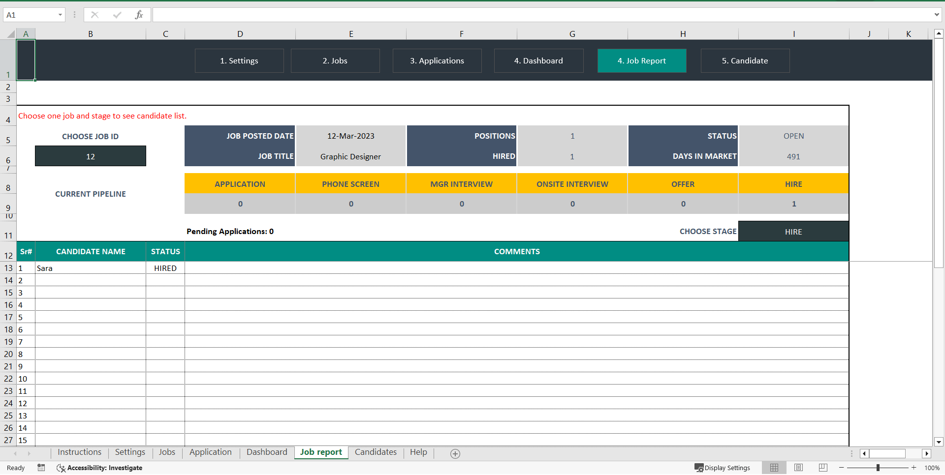 Recruitment Management Excel Template (Excel template (XLSX)) Preview Image